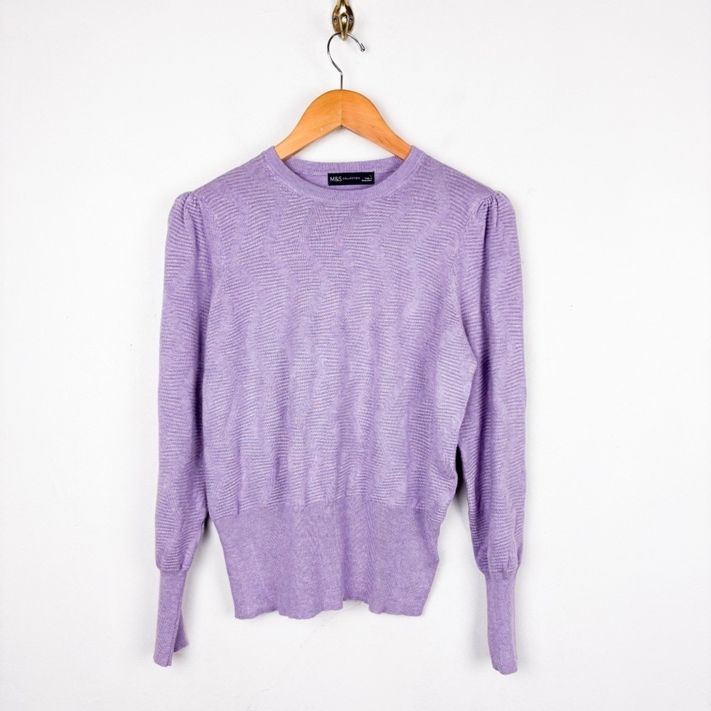 Marks & Spencer Dusted Lilac Balloon Sleeve Sweater Sz L